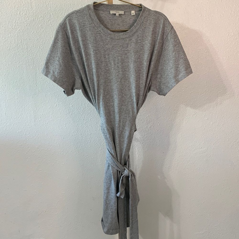 Vince- Heather Gray T-shirt dress with wrap tie- Size XL